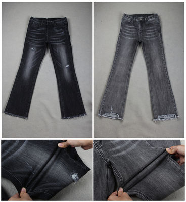 Prezzo buono Tessuto nero scuro del denim dei jeans di allungamento di potere del cotone per gli uomini scarni delle donne delle ghette in linea