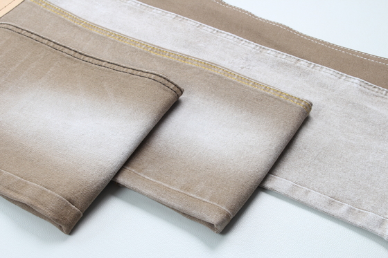 Tissu di denim leggero e colorato in khaki