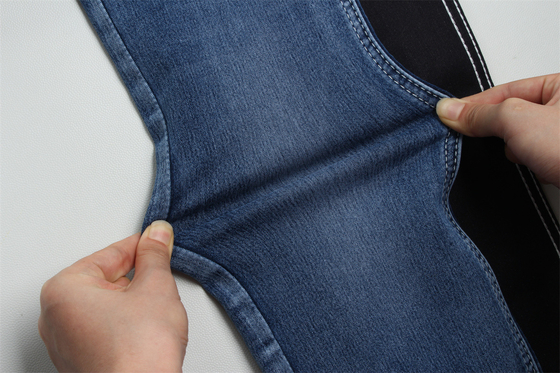 10.5 Oz Tessuto satinato denim per donne Jeans High Stretch Super blu scuro