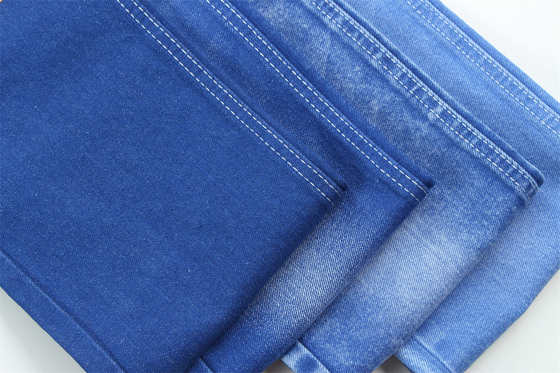 Vibrante e unico colore blu tessuto denim rigido 100% cotone larghezza completa 180cm