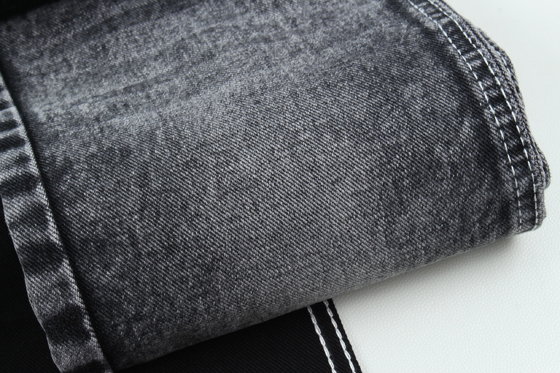 13.5oz Super Dark Black Color Denim Fabric Rigido 100% di cotone Filato riciclato per il lavoratore Jean Cloth Nero Nero retro