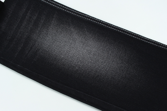 13.5oz Super Dark Black Color Denim Fabric Rigido 100% di cotone Filato riciclato per il lavoratore Jean Cloth Nero Nero retro
