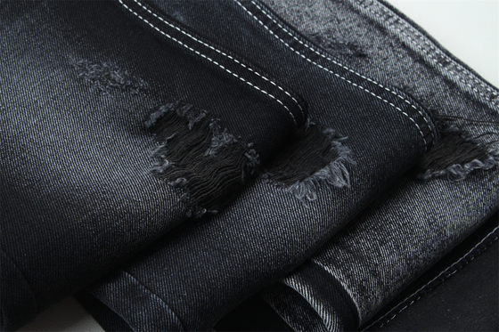 11.5oz tessuto denim rigido 56%C 44%P nero e nero sul retro per il marchio stile jeans ragazzo stile amico manovra morbida