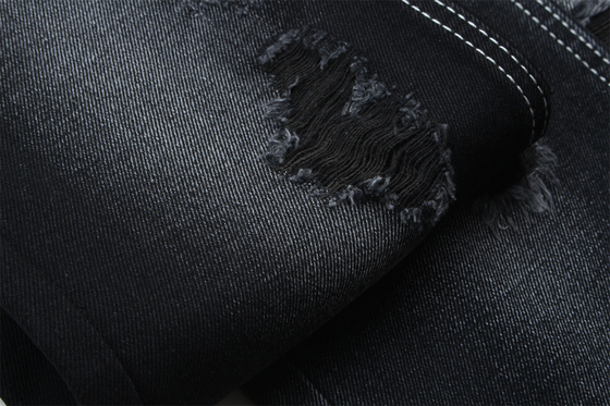 11.5oz tessuto denim rigido 56%C 44%P nero e nero sul retro per il marchio stile jeans ragazzo stile amico manovra morbida