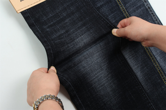 Blu scuro grigio crosshatch Slub cotone spandex denim tessuto per jeans