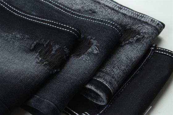 11.5oz tessuto denim rigido 56%C 44%P nero e nero sul retro per il marchio stile jeans ragazzo stile amico manovra morbida