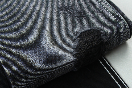 11.5oz tessuto denim rigido 56%C 44%P nero e nero sul retro per il marchio stile jeans ragazzo stile amico manovra morbida