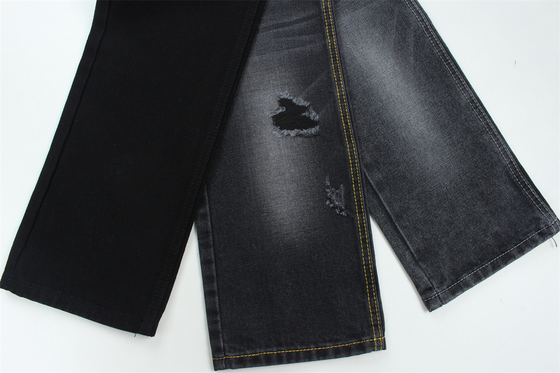 11.5oz tessuto denim rigido 56%C 44%P nero e nero sul retro per il marchio stile jeans ragazzo stile amico manovra morbida