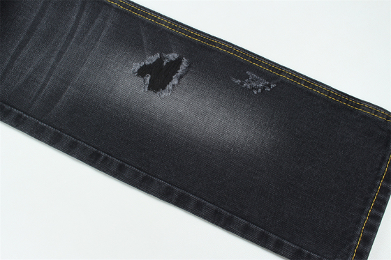 11.5oz tessuto denim rigido 56%C 44%P nero e nero sul retro per il marchio stile jeans ragazzo stile amico manovra morbida