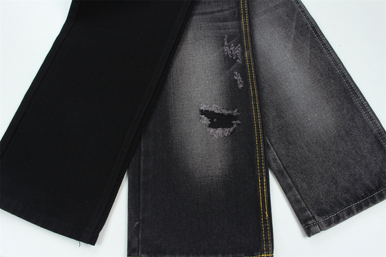 11 oz di stoffa denim rigida 56% C 44% P nero e nero retro piena larghezza 180 cm