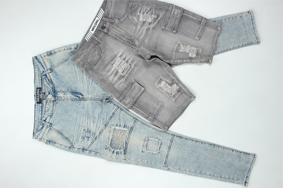 190 Cm Ring Slub Sulfuro Nero Stretch Stoffa Denim Per Uomini Jeans