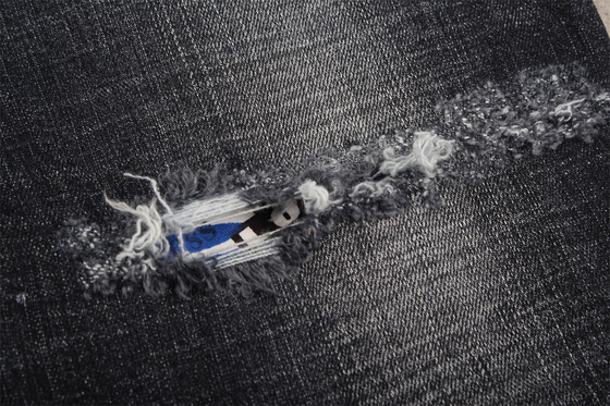Di qualità superiore nero scuro crosshatch Slub stretch stoffa denim per uomini jeans