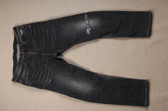 Di qualità superiore nero scuro crosshatch Slub stretch stoffa denim per uomini jeans