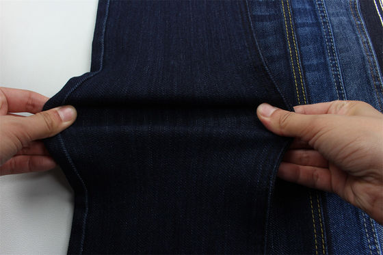 Tessuto denim elasticizzato con trama speciale e effetto cross slub, larghezza 62/63"