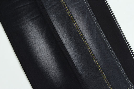 Tessuto Denim Nero Nero ad Alta Elasticità con Armatura Satinata in Lycra