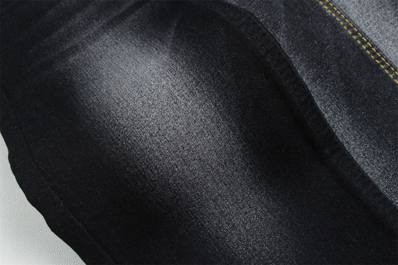 Tessuto Denim Nero Nero ad Alta Elasticità con Armatura Satinata in Lycra