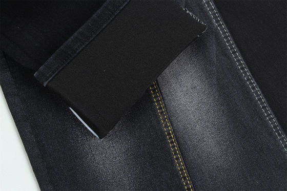 Tessuto Denim Nero Nero ad Alta Elasticità con Armatura Satinata in Lycra