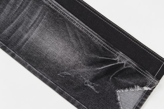Tessuto denim elasticizzato nero scuro di alta qualità per jeans