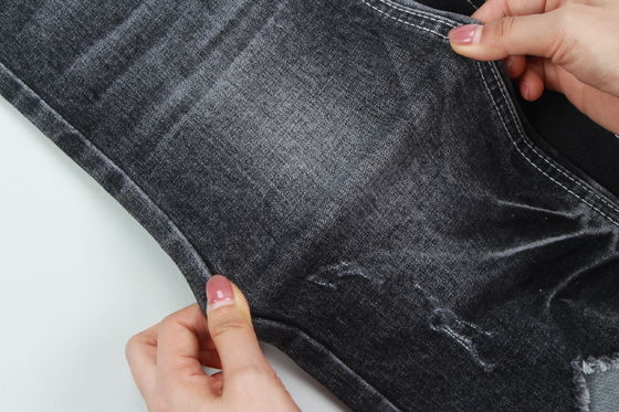 Tessuto denim elasticizzato nero scuro di alta qualità per jeans
