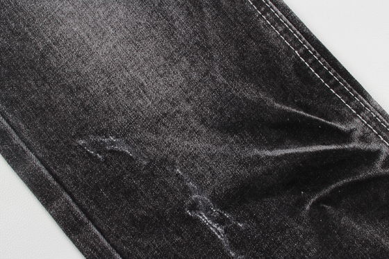 Tessuto denim elasticizzato nero scuro di alta qualità per jeans