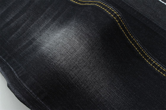 Tessuto denim slub elasticizzato nero scuro per jeans da bambino e da donna