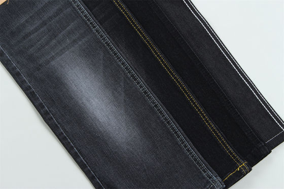 Tessuto denim slub elasticizzato nero scuro per jeans da bambino e da donna