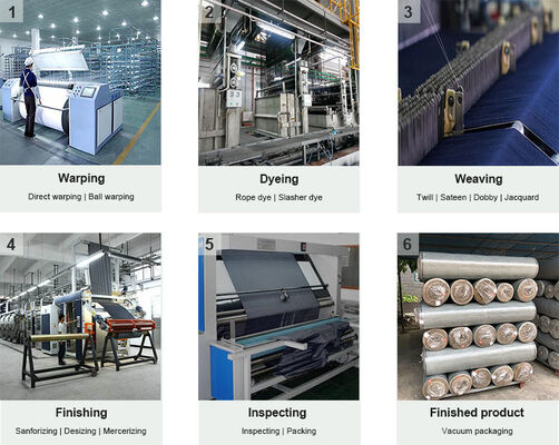 Tessuto denim 9.8oz Sulfur Black Warp Slub 100% cotone per jeans con desizing