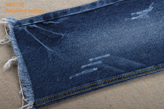 Nuova tendenza della moda riciclo cotone tessuto denim 12% riciclo cotone e 88% cotone 11 OZ eco-compatibile