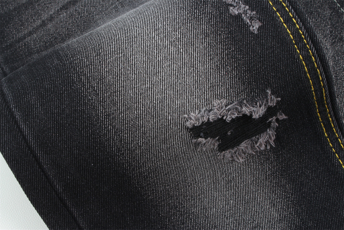 11 oz di stoffa denim rigida 56% C 44% P nero e nero retro piena larghezza 180 cm