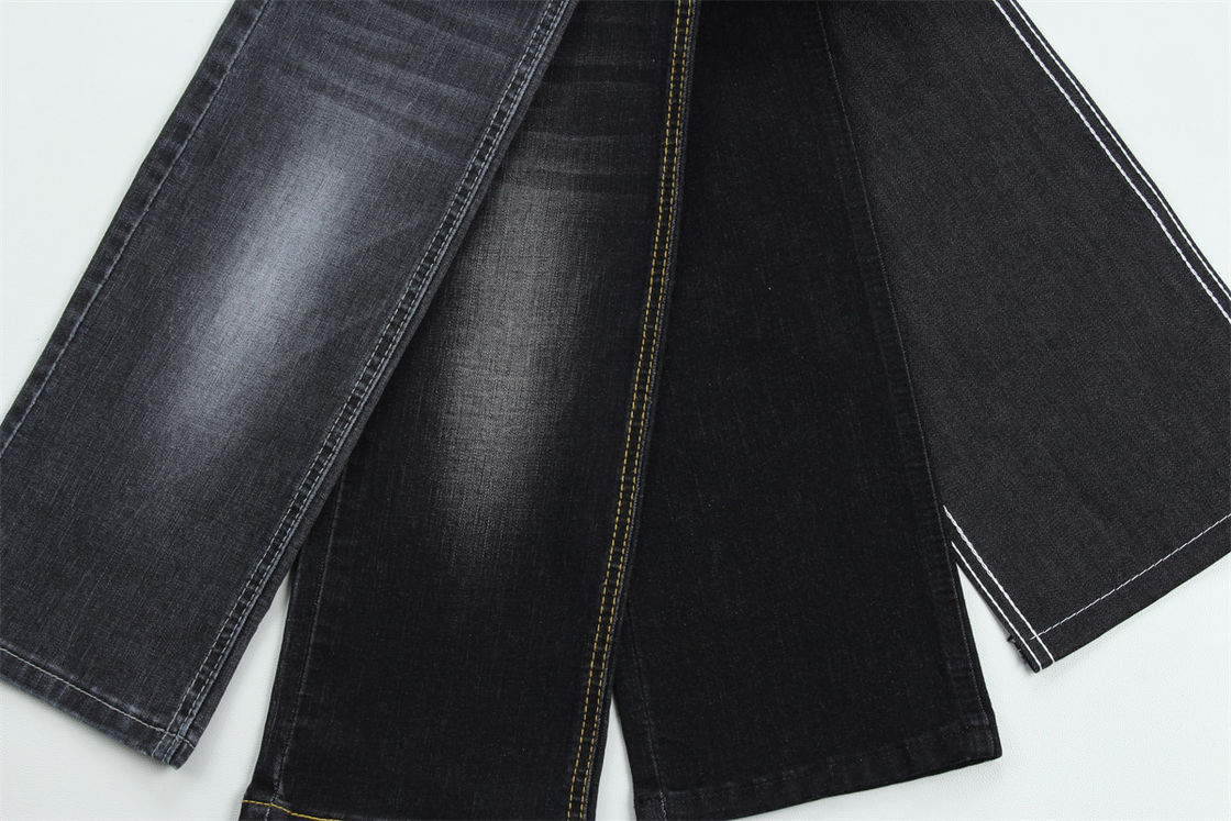 Tessuto denim slub elasticizzato nero scuro per jeans da bambino e da donna
