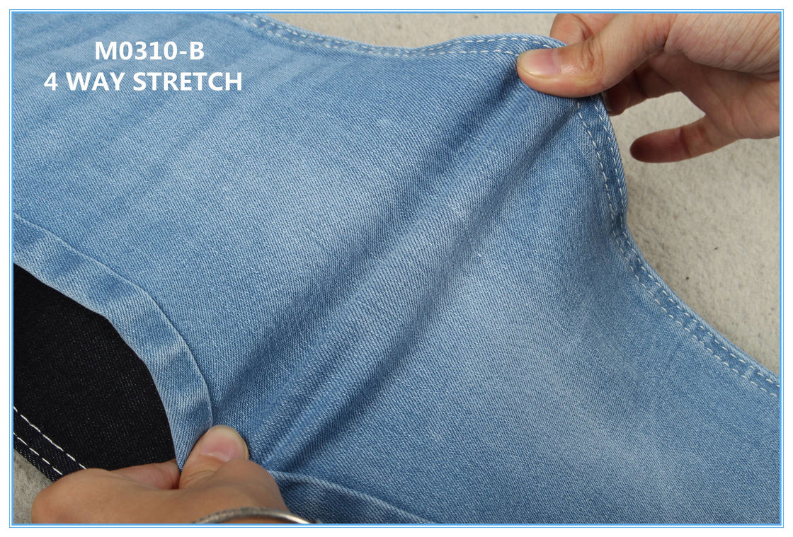 56" elastam del poliestere 2 del cotone 13 del tessuto 85 del denim di allungamento di modo di larghezza 10oz 4