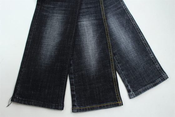 Dark Blue Grey Crosshatch Slub Cotton Spandex Denim Fabric For Jeans