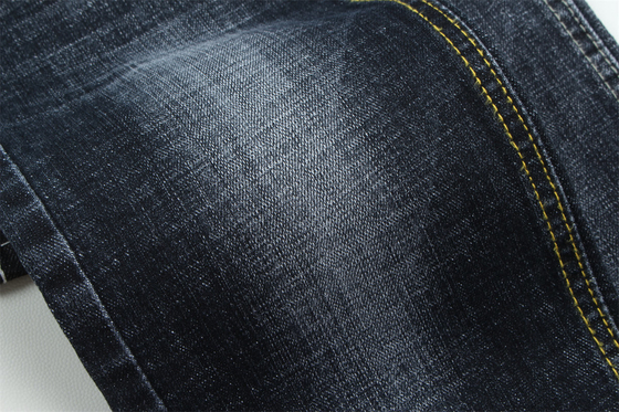 Dark Blue Grey Crosshatch Slub Cotton Spandex Denim Fabric For Jeans