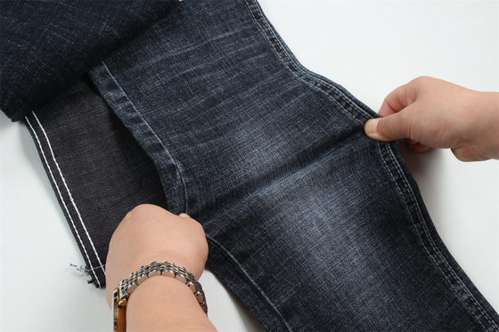 Dark Blue Grey Crosshatch Slub Cotton Spandex Denim Fabric For Jeans