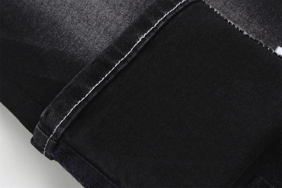 356 gsm 10,5 once tessuto denim elasticizzato colore nero 3/1 twill mano destra