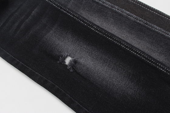 Prezzo buono Colore nero tessuto denim ad alta elasticità 11,5 once con rotolo posteriore bianco per jeans uomo in linea