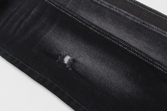 Colore nero tessuto denim ad alta elasticità 11,5 once con rotolo posteriore bianco per jeans uomo