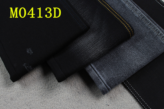 11.5oz Crossshatch Sulfur Black Denim Fabric For Jeans 2% Spandex High Stretch 58/59