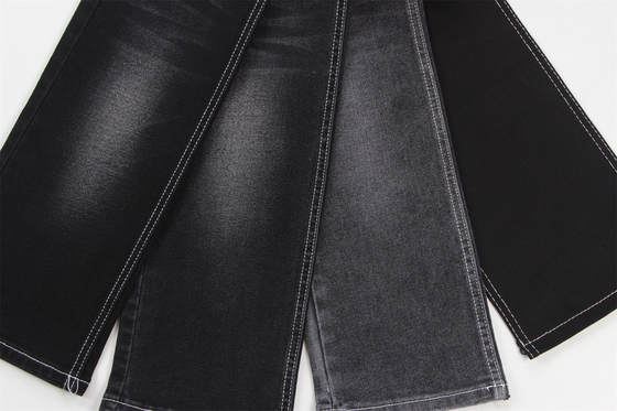 Prezzo economico 10,5 oz poliestere spandex denim nero con elasticità tessuto denim per jeans