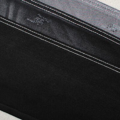 Prezzo buono 11.5 oz 55% cotone 45% poliestere nero nero jeans tessuto in linea