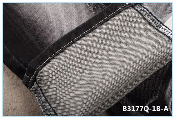 9.3oz Doppia Strato Stretch Stoffa Denim Per Jeans Come Maglieria Mercerizing Finish Sulfur Nero