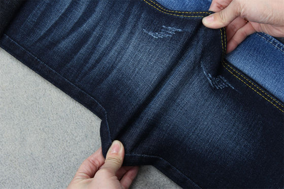 Prezzo buono Indigo Blu Crosshatch Denim Stoff Slub Full Stretch 10.3 Una volta Jeans Materiali in linea